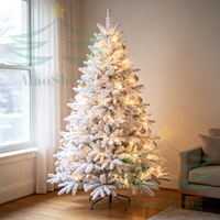 Sapin de Noël artificiel LED écologique de haute qualité, 9 pieds, pré-éclairé, lumières blanc chaud, base autoportante, utilisation intérieure et extérieure