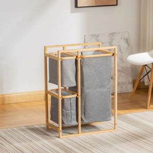 Cesto para Ropa Sucia de Bambú Ecológico, Extra Grande, de 3 Secciones, Personalizado, Duradero, Promocional, para Baño, Dormitorio, Sala de Estar - Product Image 1