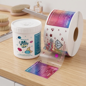 Custom <b>Printing</b> Waterproof PET Gold Foil <b>Labels</b> Roll Logo Transparent Clear Sticker for Jar - Product Image 1