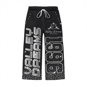 Street Wear Custom 360 420 500gsm 100% Cotton Mid Waist French Terry Acid Wash Baggy <b>Wide</b> <b>Leg</b> Vintage Multi-Pocket <b>Jogger</b> Men - Product Image 1