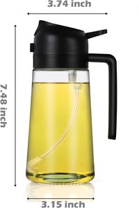 Kitchen 16 oz Olive <b>Oil</b> Sprayer and <b>Dispenser</b> 2 in 1 Glass Spray & Pour <b>Oil</b> Bottle 500ml for <b>Cooking</b> - Product Image 2