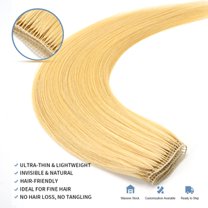 การยืดผมแบบไม่ทอที่มองไม่เห็นขน100% ต่อผมมนุษย์แท้เรมี่ผมขนนก100% จริง - Product Image 4