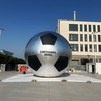Balón de Fútbol Inflable Personalizado para Deportes, Balón de Fútbol Plateado Inflable para Publicidad, Balón de Fútbol Gigante Inflable para Eventos Deportivos