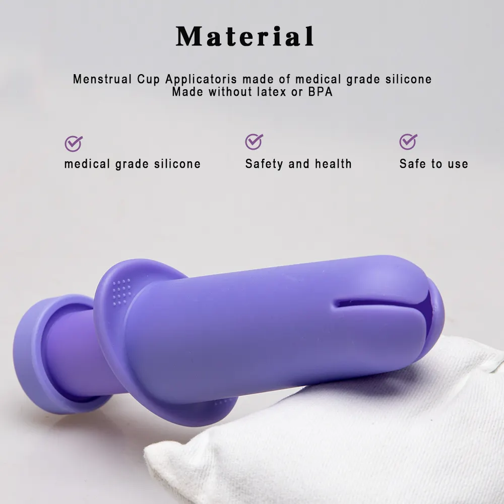 100% silikon kelas medis dapat digunakan kembali Label pribadi Non plastik cangkir menstruasi aplikator