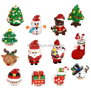 Groothandel 7 Stijlen Nano Blokken Xmas Cadeau Speelgoed Mini Kerst Santa Claus Sneeuwpop Elanden Bouwstenen