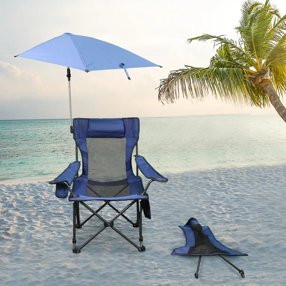 Equipo de Camping ajustable multifuncional portátil para exteriores, sombrilla de playa plegable, silla de Picnic con parasol