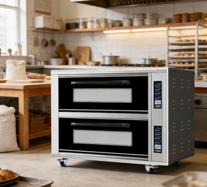 <span class=keywords><strong>Four</strong></span> électrique multifonctionnel commercial à deux niveaux, deux plateaux, grand <span class=keywords><strong>four</strong></span> à gâteaux, pain, pizza, minuterie intelligente, vapeur, 0-350, 6600W, pour la maison - Product Image 1
