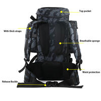 Sac à dos de randonnée et de camping multifonctionnel de grande capacité, sac à dos de survie, sac à dos tactique combiné 70L