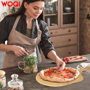 <span class=keywords><strong>Pala</strong></span> para pizza de bambú WOQI, tabla para pizza de madera lisa y tabla para cortar pizza con 8 ranuras, accesorios para horno de pizza al aire libre. - Product Image 5
