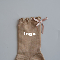 Chaussettes de Pilates Glacier avec bordure à volants et nœud, chaussettes de Pilates antidérapantes en bambou, style amincissant