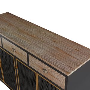 Aparador moderno independiente DB de 48 "de ancho, 4 puertas y 3 cajones superiores, armario de suelo de entrada, almacenamiento con estilo MDF de madera de mango - Product Image 3