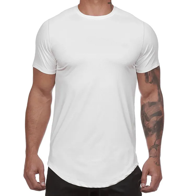 メンズスポーツTシャツランニングTシャツプレーンユニセックストレーニングジムワークアウトブランクカスタム印刷ロゴ95% ポリエステル5% スパンデックスTシャツ