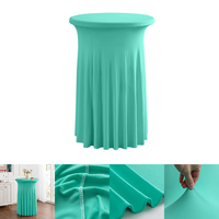Nappe de table extensible haut de gamme en soie de lait, style cocktail, avec jupe de table à volants en spandex pour mariage, banquet, événement, fête