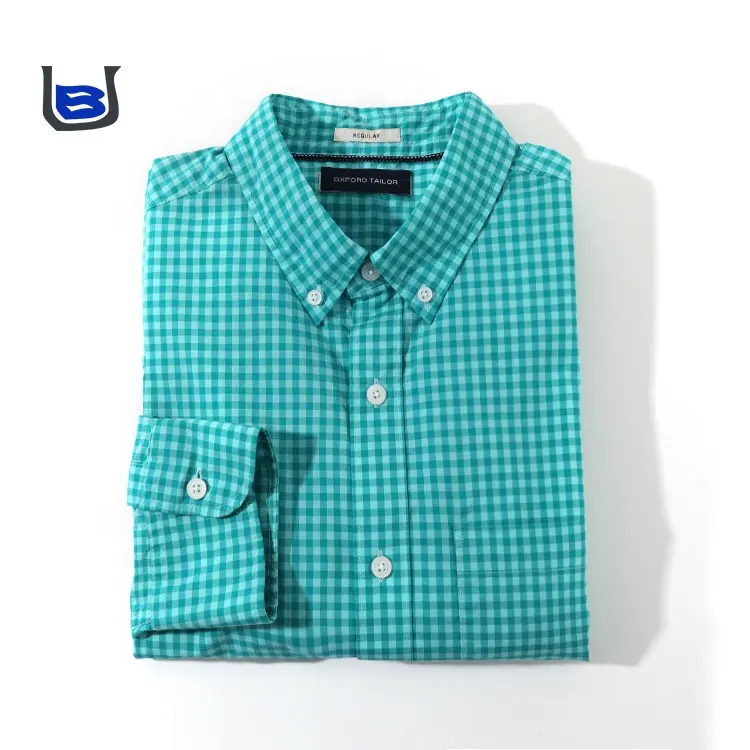 Wholesale button up collar long sleeve dress 100% cotton fashion mens plaid shirts