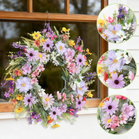 Couronne de Pâques imperméable QY pour la maison, mariage, mur, porte, décoration suspendue, couronne de fleurs artificielles en marguerites