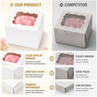 Boîte à gâteau blanche de luxe avec fenêtre transparente festonnée, boîte d'emballage pour pâtisserie, tartes, muffins, cupcakes en carton alimentaire, logo personnalisé