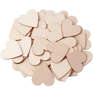 Heart Hanging Wood Pieces Christmas Tree Ornaments for Holiday Decoration and DIY Craft Making