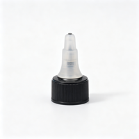 Bouteille compte-gouttes en plastique noir côtelé 24/410 avec bouchon à vis et embout transparent pour produits cosmétiques, chimiques et liquides ménagers