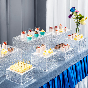 Espositore a Buffet all'ingrosso alzate per feste Display in acrilico trasparente con strati di torta nuziale Stand - Product Image 1