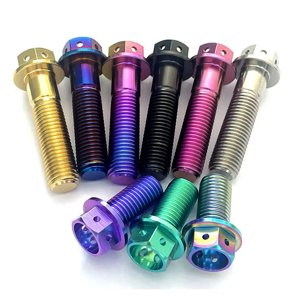 Hot Selling Anodized Surface Is Not Easy To Rust Colorful Titanium Alloy Bolts Screw Motorcycle M8 M6 Head Hexagon Bolt Screw