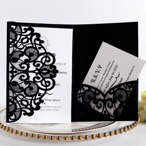 Invitación de compromiso estilo europeo, tarjeta de felicitación festiva, invitación de boda cortada con láser, disponible al por mayor - Product Image 3