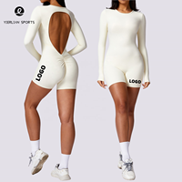 Combinaison amincissante une pièce en tissu nu à manches longues, élastique, yoga, danse, entraînement, fitness, combinaison