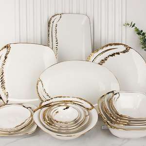 럭셔리 세라믹 깃털 식기 고급 서양 음식 접시 수프 그릇 스테이크 접시 - Product Image 1