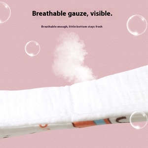 Couches en gaze de type coton imprimé 0-6 mois bébés <span class=keywords><strong>lavable</strong></span> t-intégré microfibre bébé attaché fuite garde doux respirant - Product Image 4