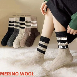 Gran oferta personalizar transpirable lujo Vintage rayas Merinoo lana calcetines botines de lana calcetín - Product Image 2