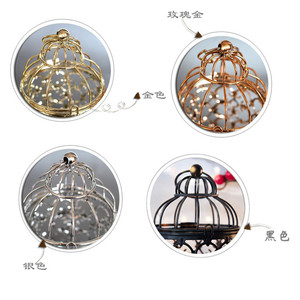 Avrupa tarzı lüks altın Hollow Metal kuş kafesi fener ev düğün Centerpiece dekor için şamdan mumluk - Product Image 5