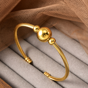Bijoux fantaisie, bracelets en acier inoxydable plaqué or 18 carats, boules entrelacées, cadeaux de mariage pour femmes - Product Image 3