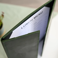 Dossier de menu en cuir Support de café Presse-papiers en cuir Couverture de menu de boisson pour trois pages