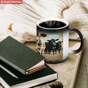 Taza de Cerámica Negra Esmerilada de 11 oz, Taza Sensible al Calor que Cambia de Color, para Oficina, Despensa, Almacenamiento Estándar - Product Image 3