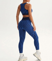 Set Olahraga Wanita Motif Zebra Pinggang Tinggi Laris Manis, Logo Custom, Seamless, Angkat Bokong, Gym Fitness Yoga Active Wear