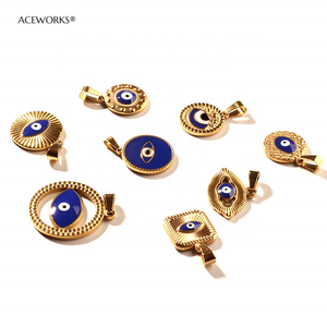 Colección <span class=keywords><strong>Ojo</strong></span> Turco | Dije de <span class=keywords><strong>Ojo</strong></span> Turco de Acero Inoxidable | Dijes para Joyería con Baño de Oro PVD de 18K | Impermeable, Hipoalergénico - Product Image 2