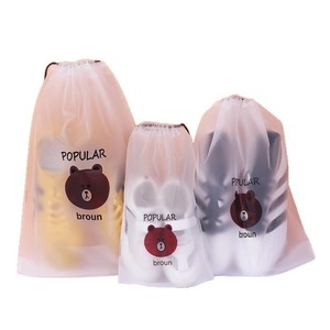 Sac à chaussures populaire en tissu givré motif ours brun avec cordon de serrage, imperméable, pour voyage, rangement et usage domestique polyvalent - Product Image 5