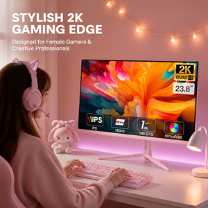 Moniteur de jeu rose en gros d'usine OEM, 23,8 pouces, 2K QHD, 180 Hz, dalle IPS rapide, 1 ms, pour ordinateur de bureau <span class=keywords><strong>PC</strong></span> - Product Image 4