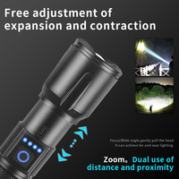 Lampe torche LED 30W à zoom télescopique longue portée, affichage numérique de la puissance, rechargeable par USB, puissante, en alliage d'aluminium