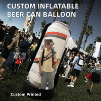 Ballon publicitaire gonflable durable en tissu Oxford en forme de canette/bouteille de bière, facile à installer et personnalisable pour la publicité