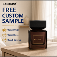Bouteille diffuseur de parfum d'ambiance carrée de luxe, gris fumé, 100 ml, vide, avec bouchon carré noir, vente en gros
