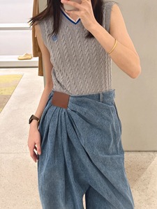 Pantalon en jean plissé ample à jambes larges pour femme – Tendance - Product Image 3