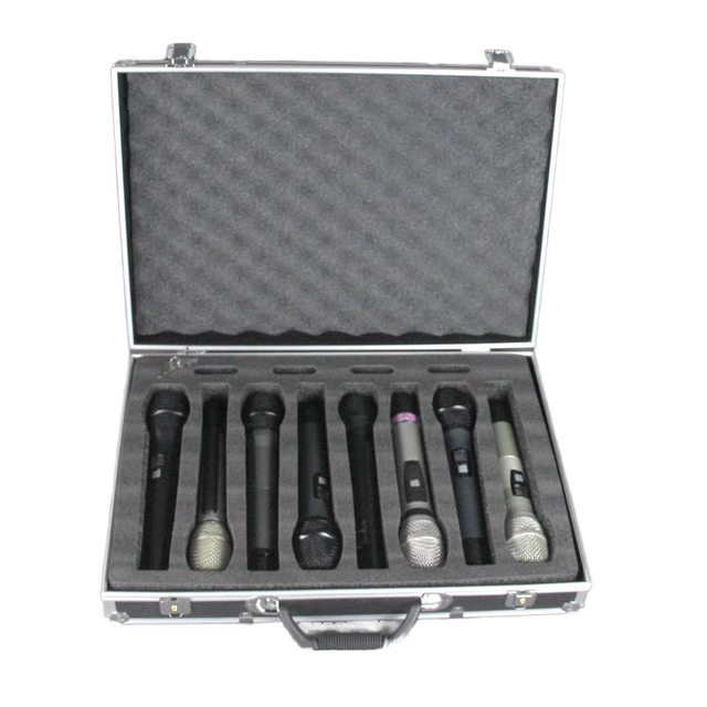 Customizable Handheld Aluminum Alloy Microphone Box with Large Capacity to Accommodate and Protect 2-8 Microphones