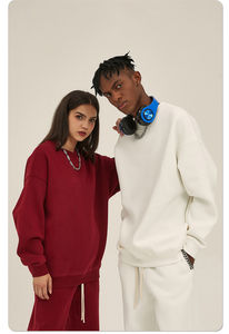 Pull-over décontracté oversize pour hommes de haute qualité sweat-shirt à col rond personnalisé en coton avec épaule tombante lavée Vintage pour l'automne - Product Image 4