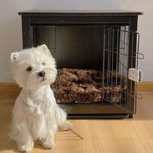 Pet Cage Dog Crate macio Dog Sliding Door Móveis Estilo Madeira Fio Pet Home House Indoor Rustic Kennel para Dog Crate