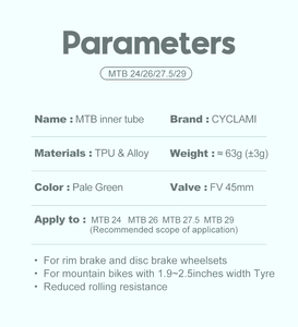 CYCLAMI <span class=keywords><strong>MTB</strong></span> 26 27.5 29인치 초경량 자전거 이너튜브 TPU 이너튜브 타이어 45mm FV 항산화 산악자전거 이너튜브 - Product Image 6