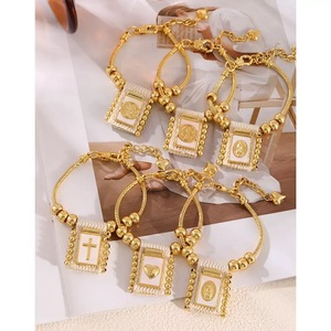 BD-D810 Joyería Católica Religiosa, Dijes Chapados en Oro, <span class=keywords><strong>Virgen</strong></span> <span class=keywords><strong>de</strong></span> <span class=keywords><strong>Guadalupe</strong></span>, Jesús, <span class=keywords><strong>Virgen</strong></span> María, Colgante <span class=keywords><strong>de</strong></span> Concha <span class=keywords><strong>de</strong></span> Nácar, Pulsera - Product Image 3