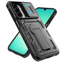 Étui de protection noir rigide en PC+TPU pour téléphones mobiles A17 5G/S26 Ultra/A57/A37/A16/A26/A36/A56/S25/S24 avec protection d'objectif, finition unie