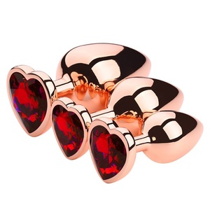 Plug Anale a Forma di Cuore in Metallo Oro Rosa per Uomini e Donne, Accessorio SM, Dilatatore per Adulti - Product Image 1