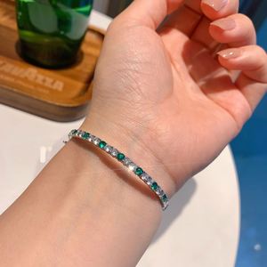 Wholesale Waterproof Jewelry Eco-friendly <b>Copper</b> Micro Pave Emerald Green Zircon <b>Bangle</b> for Vibrant Party Looks - Product Image 4