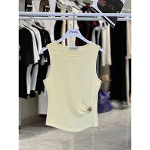 Blusa de Punto sin Mangas para Mujer Fiori, Diseño Minimalista con Lazos Cruzados, Ajuste Elástico, Uso Diario, Color Beige - Product Image 1